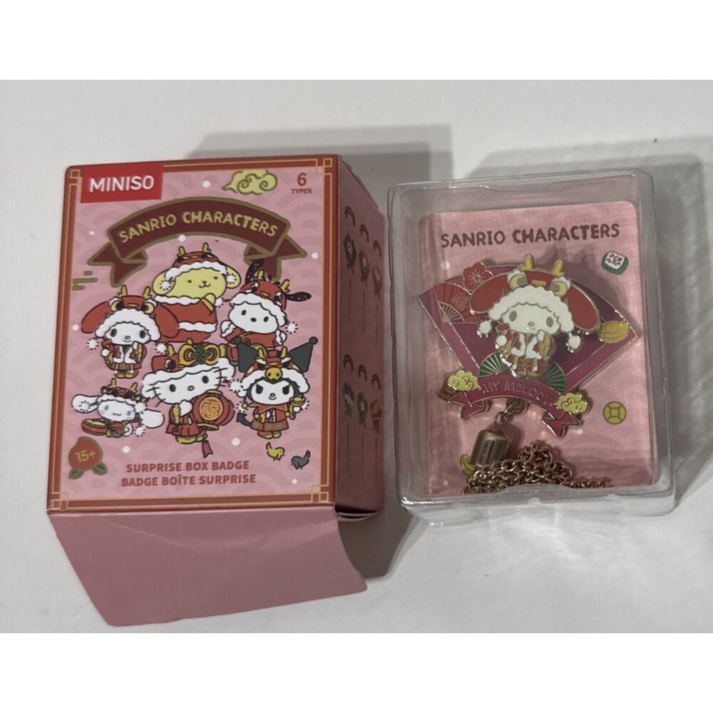 2025 Miniso Sanrio Surprise Box Badge My‎ Melody Metal Pin 3D Jewelry Opened Box